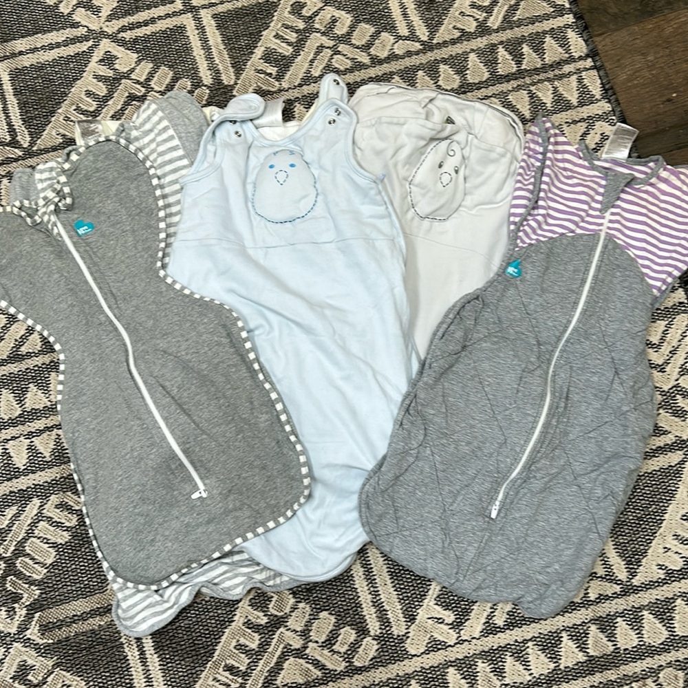 Lot of 12 Sleep Suits and Sacks, different sizes